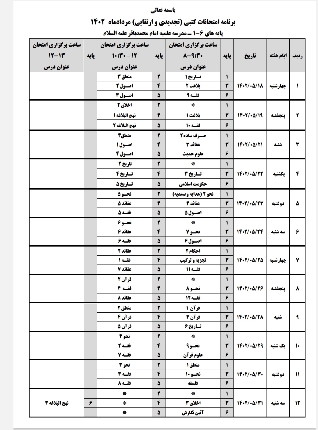 مدرسه علمیه امام محمد باقر (ع) 